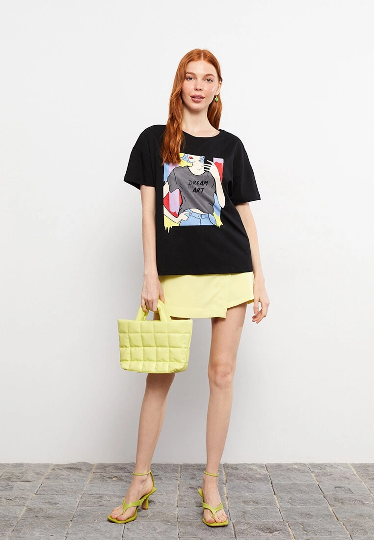 LC WAIKIKI Crew Neck Printed Short Sleeve Cotton Women's T-Shirt 5 LC WAIKIKI Crew Neck Printed Short Sleeve Cotton Women's T-Shirt - Image 3