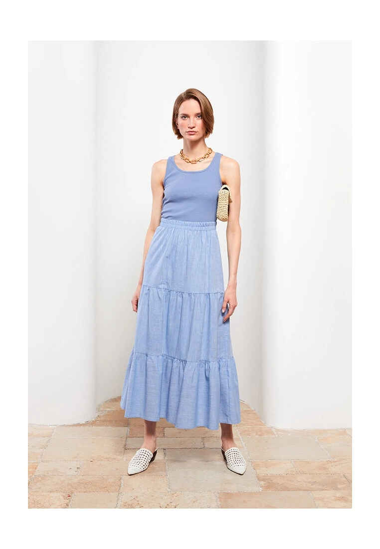 LC WAIKIKI Elastic Waist Plain Cotton Skirt 6 LC WAIKIKI Elastic Waist Plain Cotton Skirt - Image 4