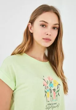 LC WAIKIKI Crew Neck Printed Short Sleeve Women's T-Shirt -LC WAIKIKI popular shop lc waikiki 1477 5949836 3