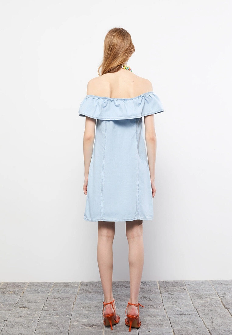 LC WAIKIKI Boat Neck Straight Sleeveless Cotton Women's Rodeo Jean Dress 7 LC WAIKIKI Boat Neck Straight Sleeveless Cotton Women's Rodeo Jean Dress - Image 5