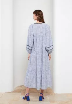 LC WAIKIKI Tie Collar Patterned Long Sleeve A-Line Poplin Women's Dress -LC WAIKIKI popular shop lc waikiki 2180 4870936 5