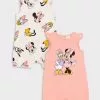 LC WAIKIKI Crew Neck Disney Printed Cotton Baby Girl Rompers 2 Pack