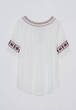 LC WAIKIKI Tie Collar Embroidered Short Sleeve Crinkle Women's Blouse -LC WAIKIKI popular shop lc waikiki 2278 3113936 6