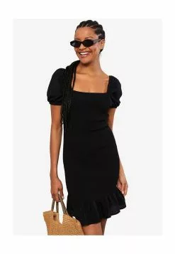 LC WAIKIKI Square Collar Straight Short Sleeve Viscose Women's Dress