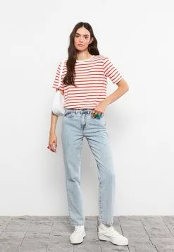 LC WAIKIKI Crew Neck Striped Short Sleeve Women's T-Shirt 10 LC WAIKIKI Crew Neck Striped Short Sleeve Women's T-Shirt -LC WAIKIKI popular shop lc waikiki 2683 7816726 2 1