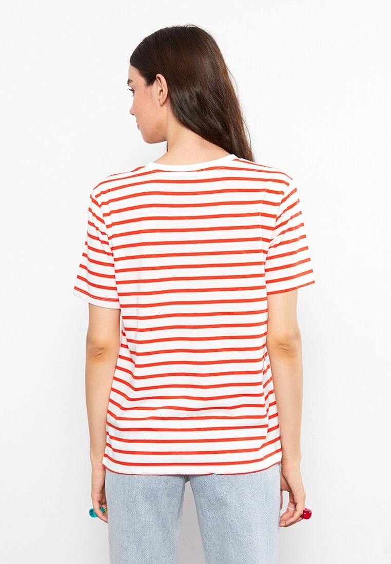 LC WAIKIKI Crew Neck Striped Short Sleeve Women's T-Shirt 7 LC WAIKIKI Crew Neck Striped Short Sleeve Women's T-Shirt - Image 5