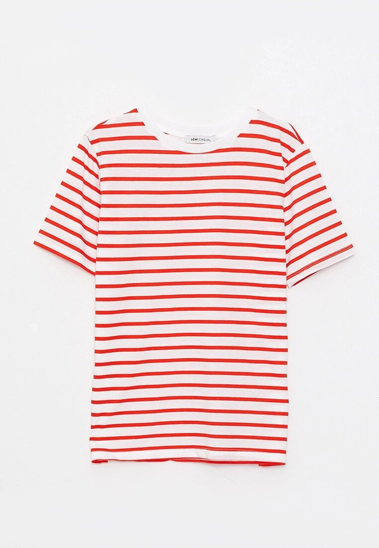 LC WAIKIKI Crew Neck Striped Short Sleeve Women's T-Shirt 8 LC WAIKIKI Crew Neck Striped Short Sleeve Women's T-Shirt - Image 6