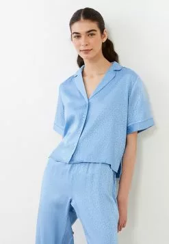 LC WAIKIKI Shirt Collar Patterned Short Sleeve Satin Women's Pajamas Set -LC WAIKIKI popular shop lc waikiki 2695 3829726 3