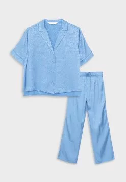 LC WAIKIKI Shirt Collar Patterned Short Sleeve Satin Women's Pajamas Set -LC WAIKIKI popular shop lc waikiki 2696 3829726 6