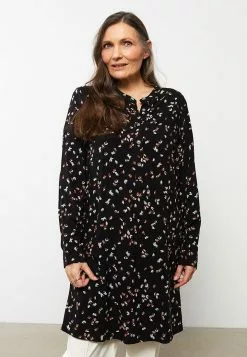 LC WAIKIKI Crew Neck Floral Long Sleeve Viscose Women's Tunic