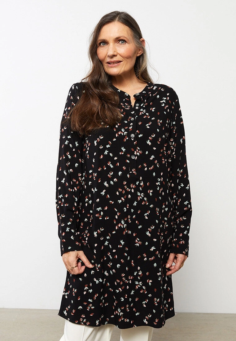 LC WAIKIKI Crew Neck Floral Long Sleeve Viscose Women's Tunic 3 LC WAIKIKI Crew Neck Floral Long Sleeve Viscose Women's Tunic