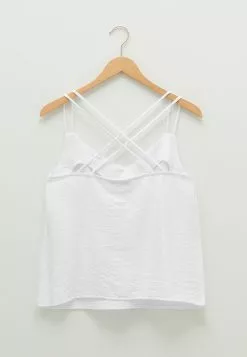 LC WAIKIKI V Neck Straight Strap Dobby Fabric Women's Blouse -LC WAIKIKI popular shop lc waikiki 3858 4764936 3