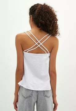 LC WAIKIKI V Neck Straight Strap Dobby Fabric Women's Blouse -LC WAIKIKI popular shop lc waikiki 3859 4764936 6