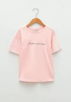 LC WAIKIKI Crew Neck Printed Short Sleeve Cotton Girl T-Shirt