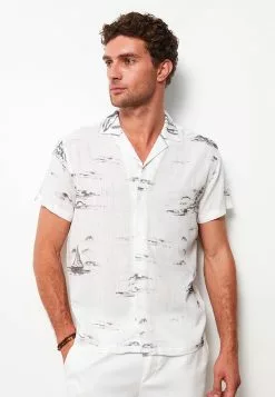 LC WAIKIKI Comfortable Fit Resort Neck Patterned Short Sleeve Men's Shirt