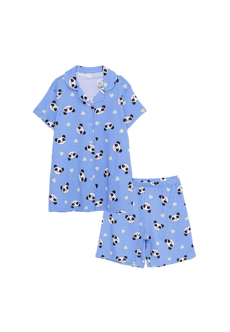 LC WAIKIKI Shirt Collar Girls Shorts Pajamas Set 3 LC WAIKIKI Shirt Collar Girls Shorts Pajamas Set