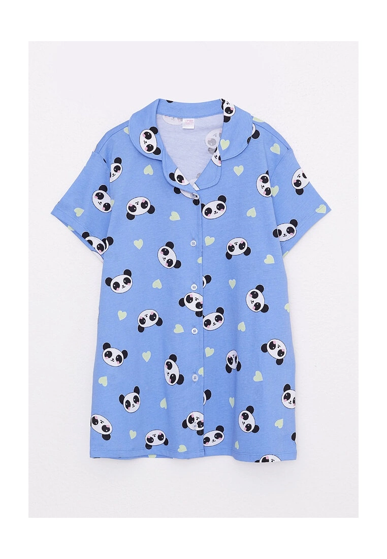 LC WAIKIKI Shirt Collar Girls Shorts Pajamas Set 4 LC WAIKIKI Shirt Collar Girls Shorts Pajamas Set - Image 2