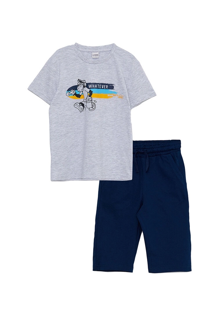 LC WAIKIKI Printed Boys T-Shirt & Roller Shorts Set 3 LC WAIKIKI Printed Boys T-Shirt & Roller Shorts Set