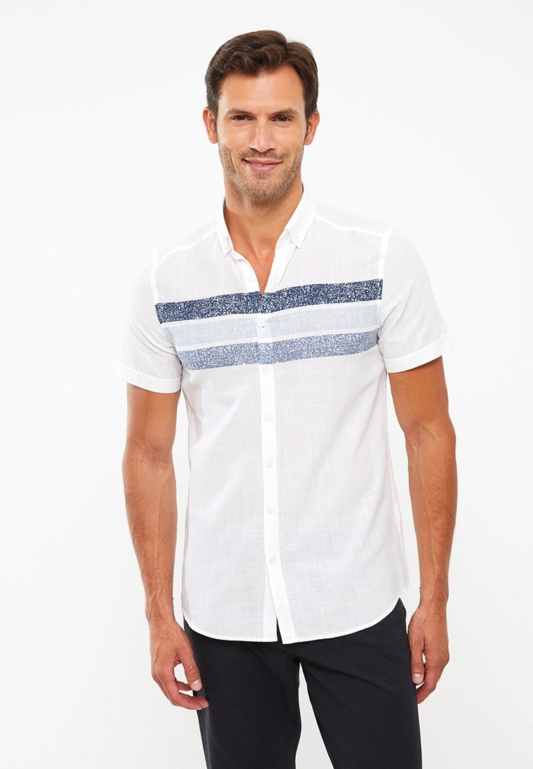 LC WAIKIKI Regular Fit Short Sleeve Striped Poplin Men's Shirt 5 LC WAIKIKI Regular Fit Short Sleeve Striped Poplin Men's Shirt - Image 3