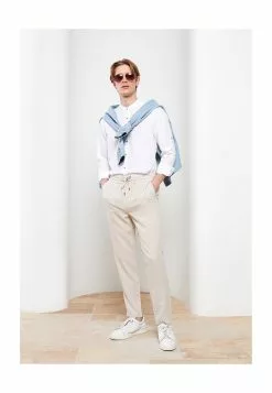 LC WAIKIKI Slim Fit Tie Waist Linen Trousers -LC WAIKIKI popular shop lc waikiki 5126 8235226 4