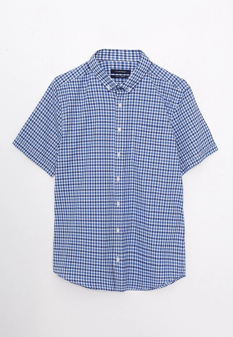 LC WAIKIKI Regular Fit Short Sleeve Plaid Oxford Men's Shirt 7 LC WAIKIKI Regular Fit Short Sleeve Plaid Oxford Men's Shirt - Image 5