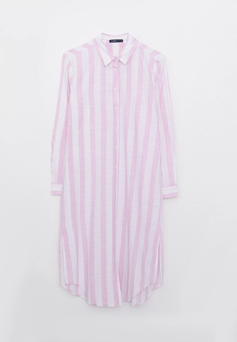 LC WAIKIKI Shirt Collar Striped Long Sleeve Women's Tunic 7 LC WAIKIKI Shirt Collar Striped Long Sleeve Women's Tunic - Image 5