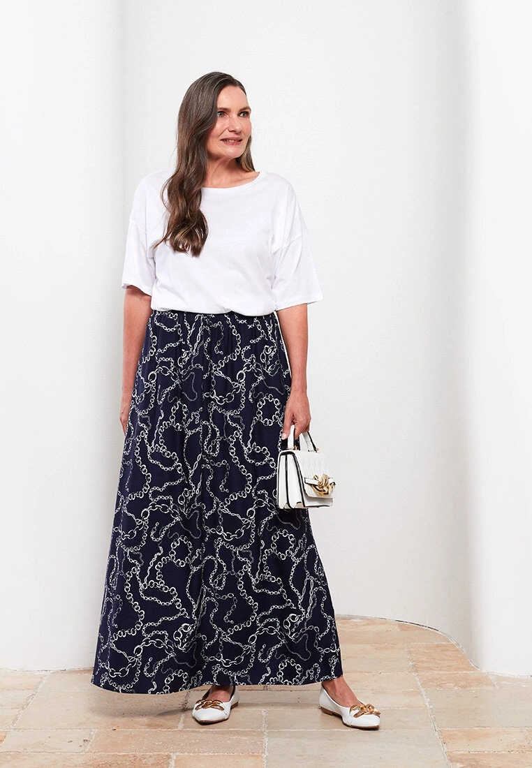 LC WAIKIKI Elastic Waist Patterned A-Line Viscose Women's Skirt 3 LC WAIKIKI Elastic Waist Patterned A-Line Viscose Women's Skirt