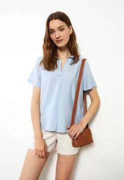 LC WAIKIKI Shirt Collar Plain Short Sleeve Crepe Fabric Women's Blouse -LC WAIKIKI popular shop lc waikiki 5436 9647736 2