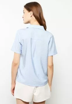 LC WAIKIKI Shirt Collar Plain Short Sleeve Crepe Fabric Women's Blouse -LC WAIKIKI popular shop lc waikiki 5437 9647736 6