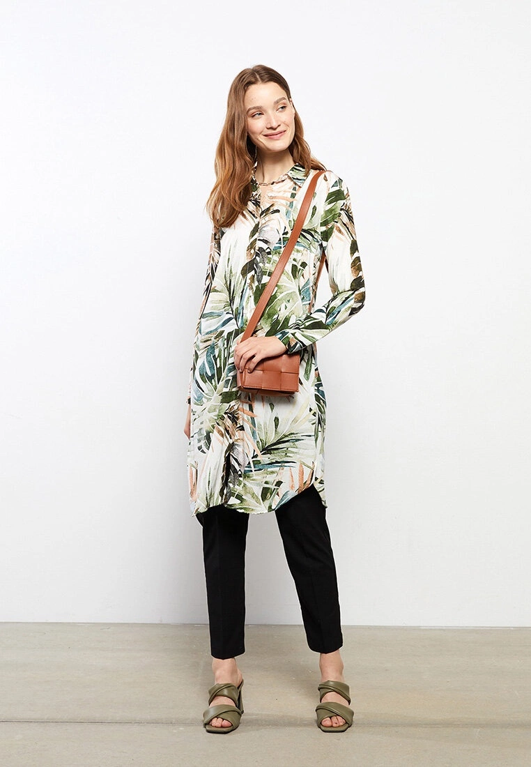 LC WAIKIKI Long Sleeve Viscose Women's Tunic With Shirt Collar Pattern 4 LC WAIKIKI Long Sleeve Viscose Women's Tunic With Shirt Collar Pattern - Image 2