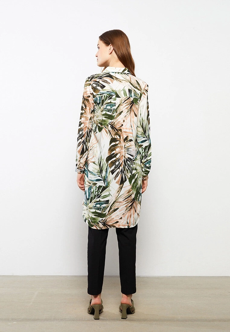 LC WAIKIKI Long Sleeve Viscose Women's Tunic With Shirt Collar Pattern 6 LC WAIKIKI Long Sleeve Viscose Women's Tunic With Shirt Collar Pattern - Image 4