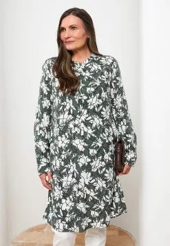 LC WAIKIKI Crew Neck Floral Long Sleeve Viscose Women's Tunic