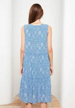 LC WAIKIKI V Neck Patterned Sleeveless Viscose Women Dress -LC WAIKIKI popular shop lc waikiki 5454 8157736 5