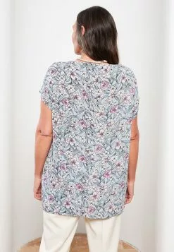 LC WAIKIKI Cropped Collar Floral Short Sleeve Crinkle Fabric Women's Blouse -LC WAIKIKI popular shop lc waikiki 5458 2647736 4