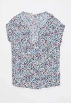 LC WAIKIKI Cropped Collar Floral Short Sleeve Crinkle Fabric Women's Blouse -LC WAIKIKI popular shop lc waikiki 5458 2647736 5
