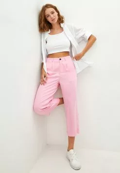 LC WAIKIKI High Waist Loose Fit Pocket Detailed Viscose Women's Capri