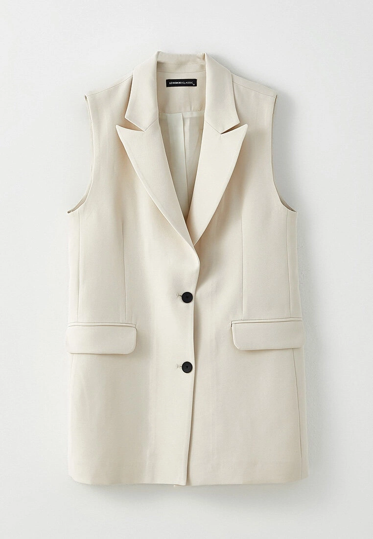 LC WAIKIKI Jacket Collar Plain Crepe Women's Vest 5 LC WAIKIKI Jacket Collar Plain Crepe Women's Vest - Image 3