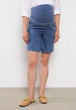 LC WAIKIKI Standard Fit Plain Maternity Jean Shorts With Tummy Panel -LC WAIKIKI popular shop lc waikiki 5731 2688726 3