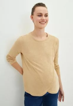 LC WAIKIKI Crew Neck Plain Long Sleeve Maternity Sweatshirt With Breastfeeding