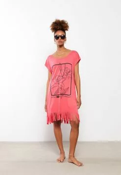 LC WAIKIKI Crew Neck Printed Short Sleeve Women's Beach Dress