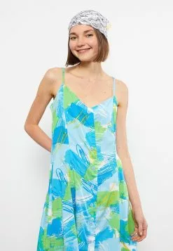 LC WAIKIKI Heart Collar Floral Strap Viscose Women's Dress -LC WAIKIKI popular shop lc waikiki 6276 2275326 3