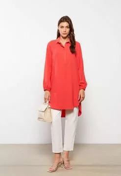 LC WAIKIKI Shirt Collar Straight Long Sleeve Women's Tunic -LC WAIKIKI popular shop lc waikiki 6297 3838236 3