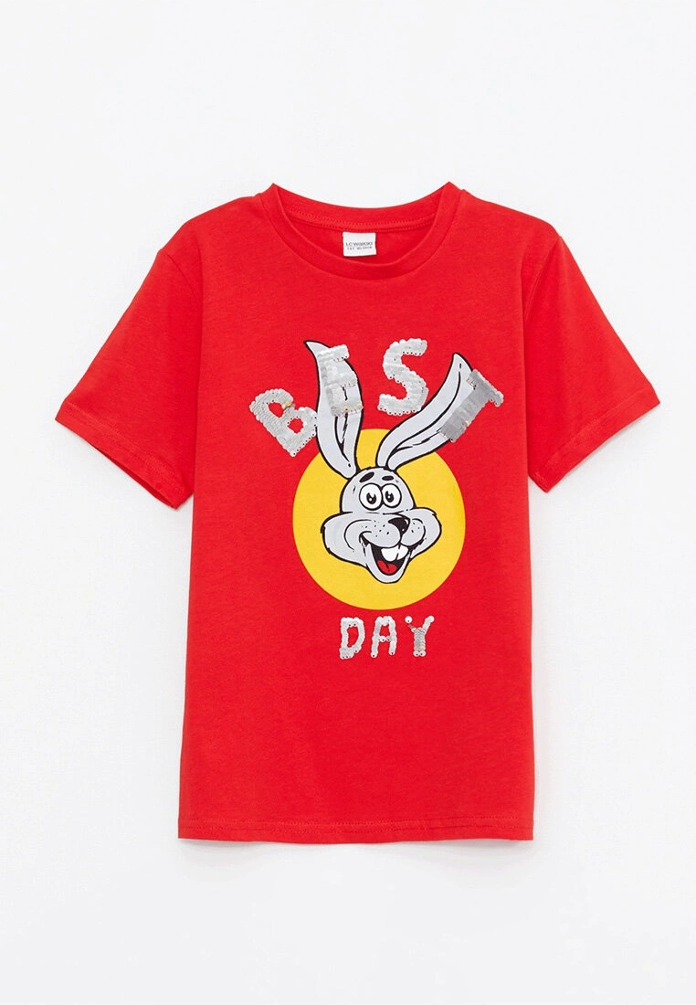 LC WAIKIKI Crew Neck Printed Double Sided Sequined Short Sleeve Cotton Boy T-Shirt 3 LC WAIKIKI Crew Neck Printed Double Sided Sequined Short Sleeve Cotton Boy T-Shirt