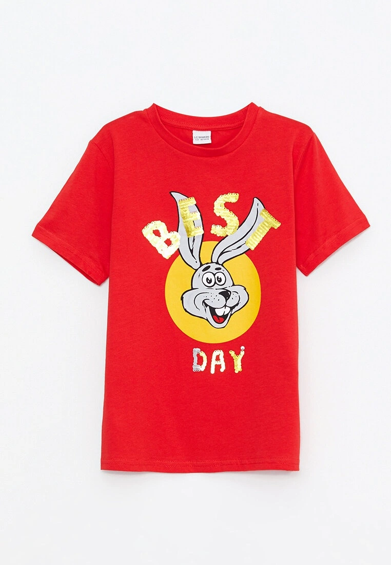 LC WAIKIKI Crew Neck Printed Double Sided Sequined Short Sleeve Cotton Boy T-Shirt 4 LC WAIKIKI Crew Neck Printed Double Sided Sequined Short Sleeve Cotton Boy T-Shirt - Image 2