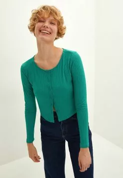 LC WAIKIKI Crew Neck Self Patterned Long Sleeve Women's Cardigan