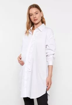 LC WAIKIKI Shirt Collar Straight Long Sleeve Poplin Maternity Tunic -LC WAIKIKI popular shop lc waikiki 6426 4244236 3