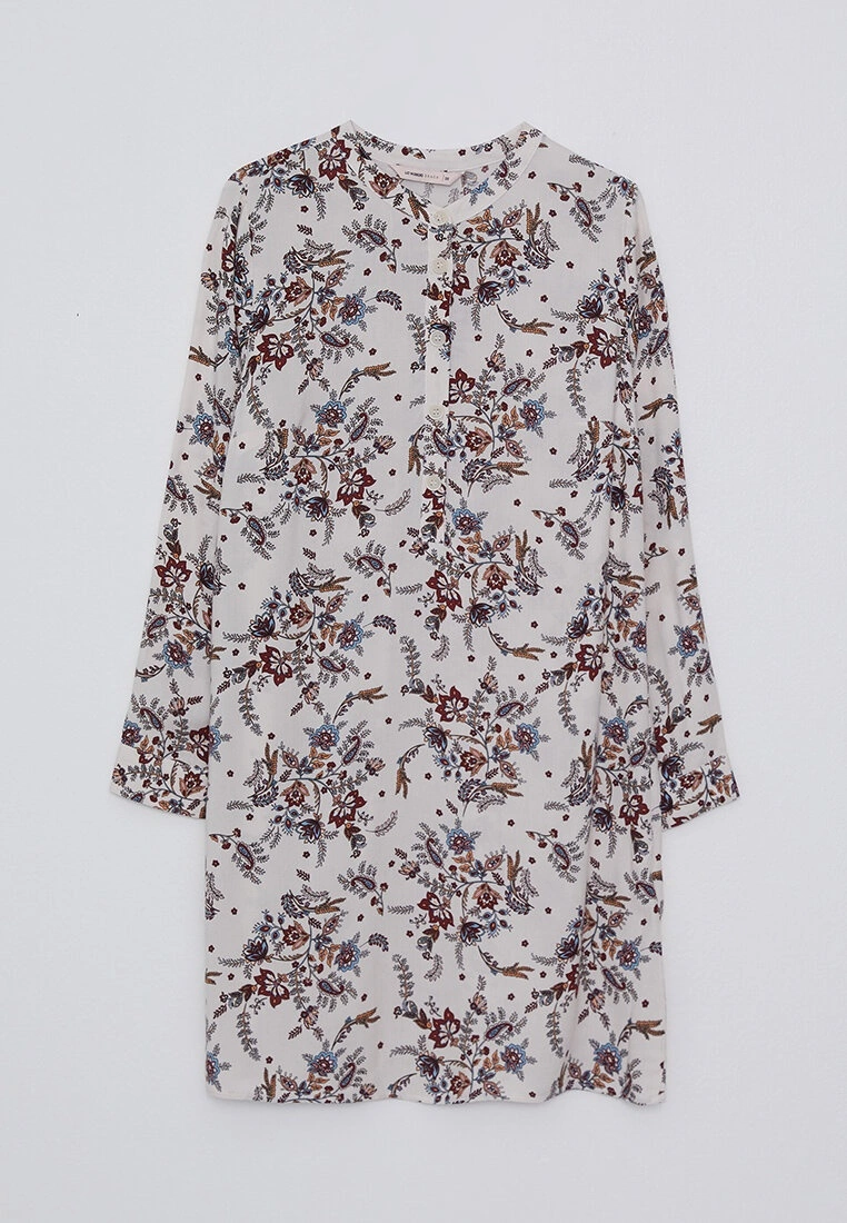 LC WAIKIKI Crew Neck Floral Long Sleeve Viscose Women's Tunic 6 LC WAIKIKI Crew Neck Floral Long Sleeve Viscose Women's Tunic - Image 4