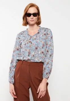 LC WAIKIKI Frilly Tied Collar Patterned Long Sleeve Viscose Women's Blouse -LC WAIKIKI popular shop lc waikiki 6437 3313526 2