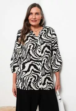 LC WAIKIKI Scoop Collar Patterned Long Sleeve Viscose Women's Shirt -LC WAIKIKI popular shop lc waikiki 6443 1838236 2