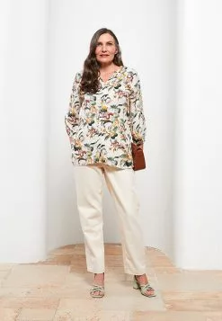 LC WAIKIKI Scoop Collar Patterned Long Sleeve Viscose Women's Shirt -LC WAIKIKI popular shop lc waikiki 6443 5838236 2